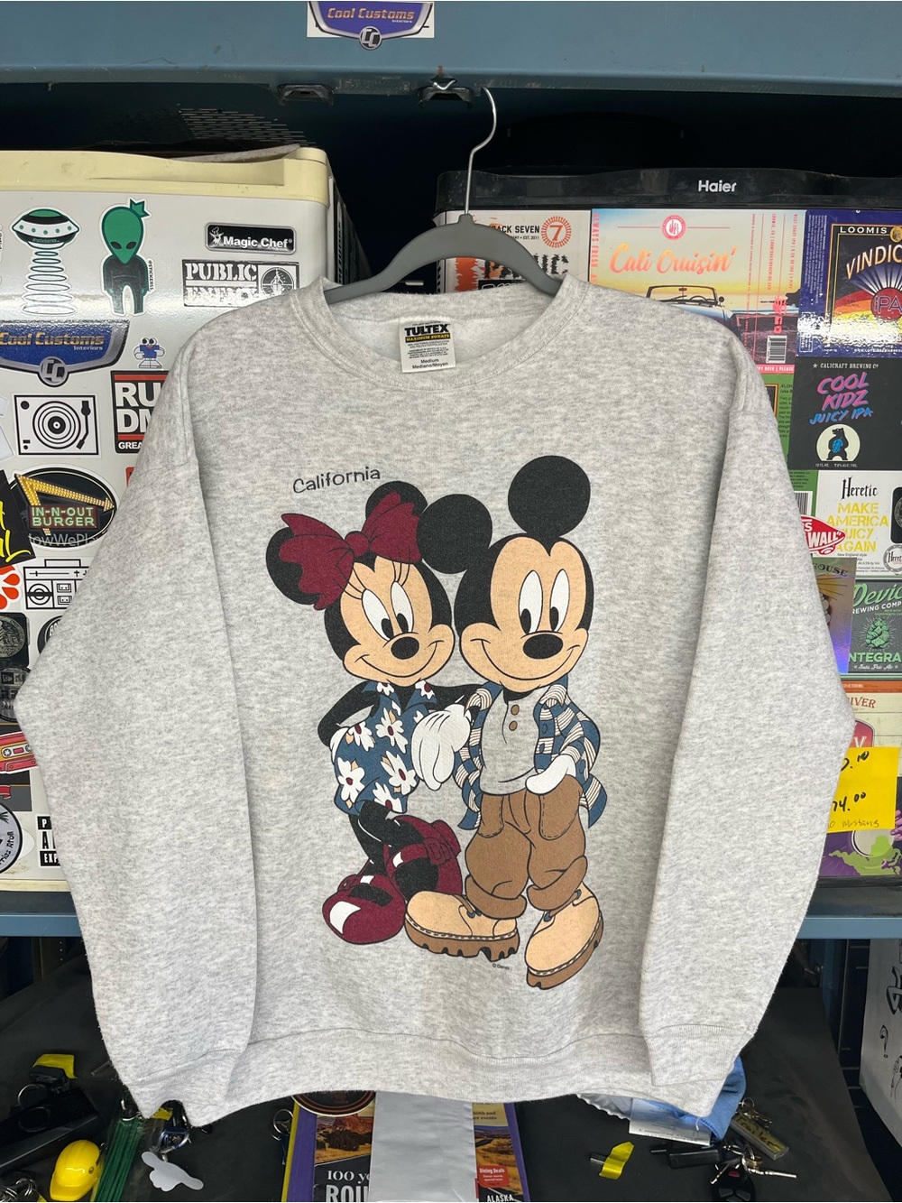 Vintage 90s Disney Mickey Mouse and Minnie Mouse California Sweater